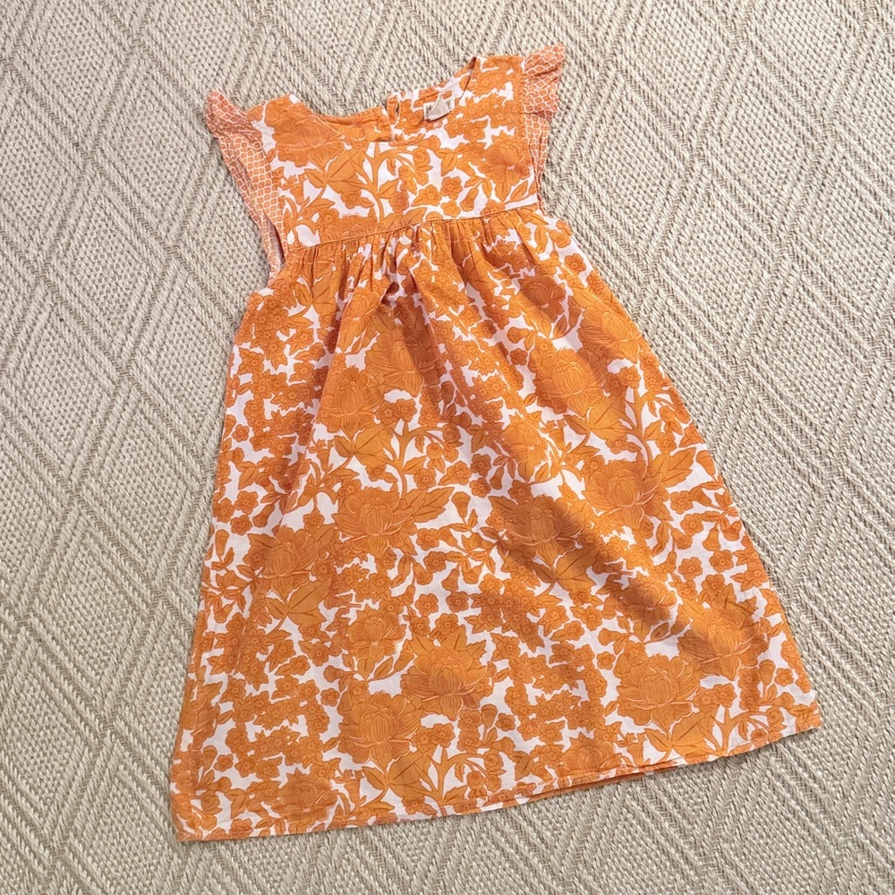 Happy by Pink Chicken girls orange and white floral dress